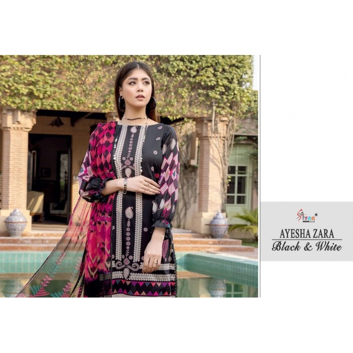 Shree Fabs Ayesha Zara Black Nd White Pakistani Salwar Suits